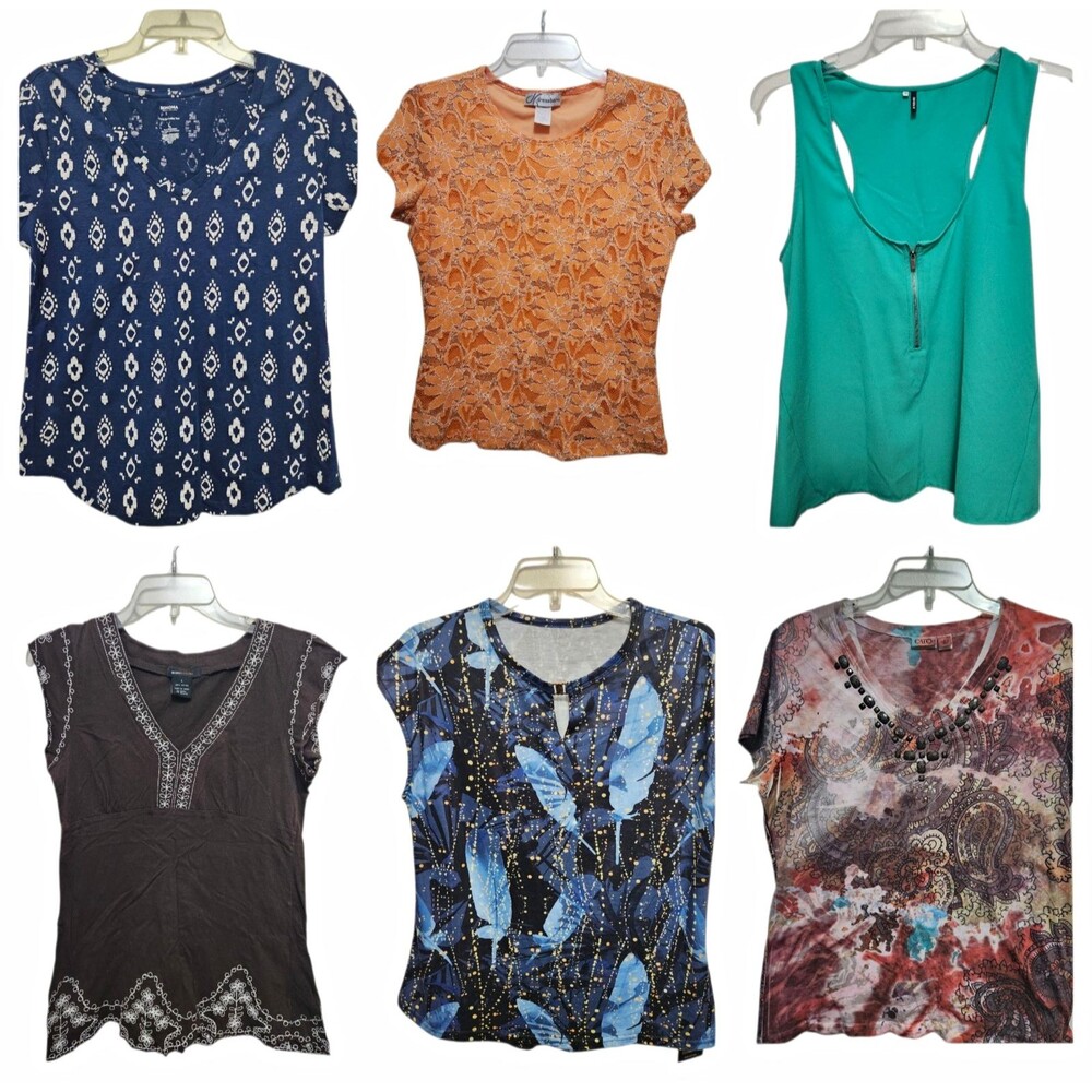 Lot of 6 Womens Tops Size Large  Casual Summer Fall various brands styles boho